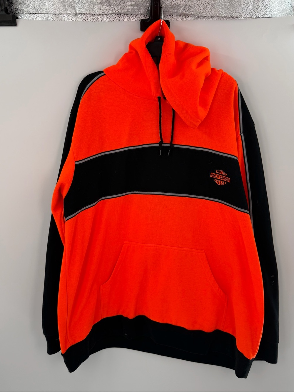Harley-Davidson Bright Orange Hoodie with Black Logo Patch